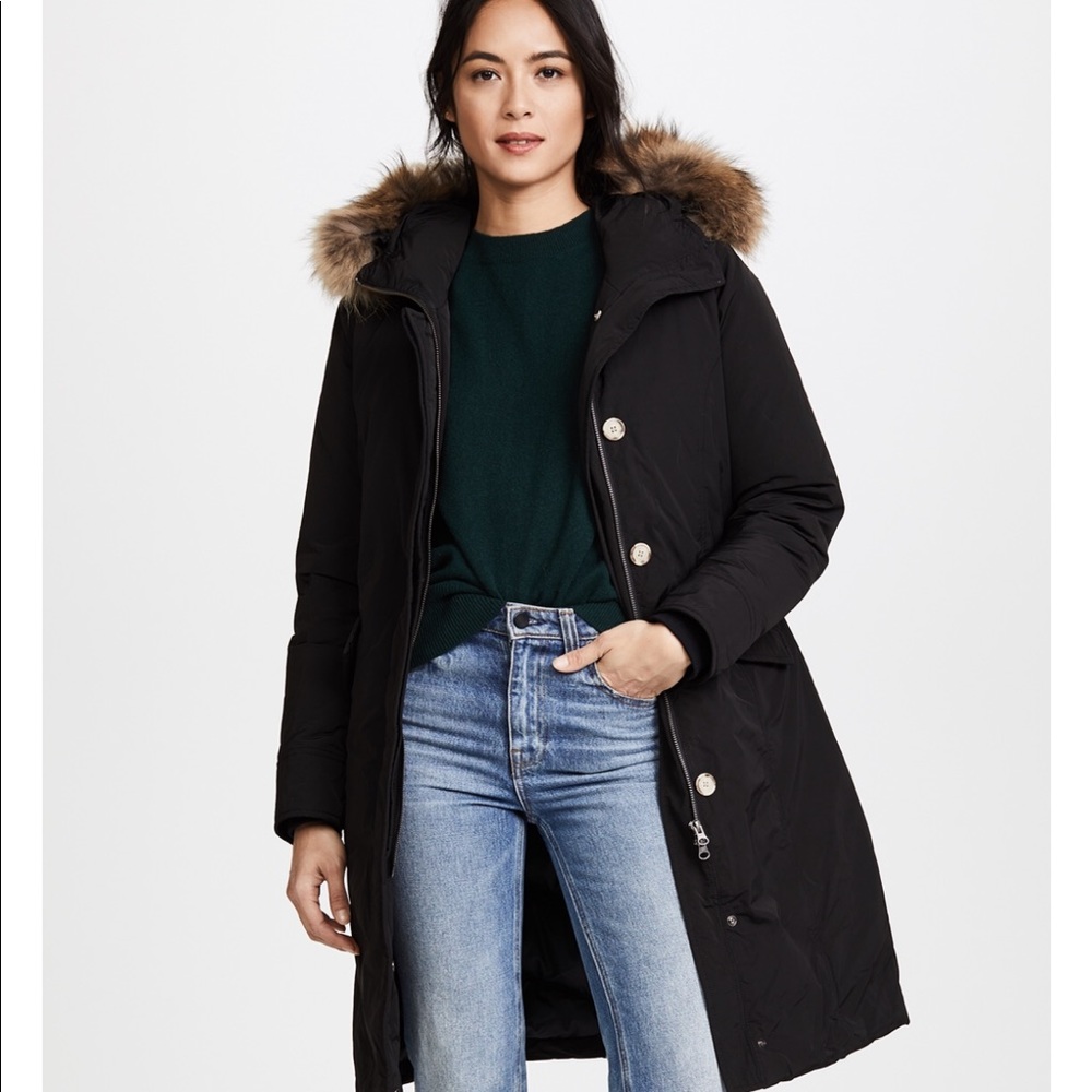 Woolrich Black Parka / Coat with Fur-Trim Hood